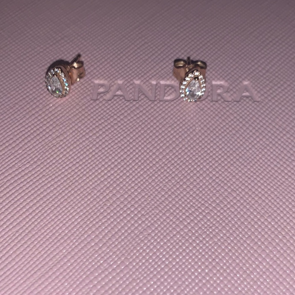 Pandora Rose Teardrop Halo Stud Earrings